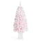 Glitzhome® 4ft Pre-Lit Flocked Pink Artificial Christmas Porch Tree, Multi-color LED Lights